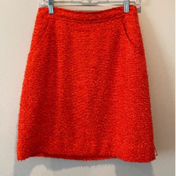 Kate Spade Orange Textured Gold Back Zip Hardware Women’s Pencil Skirt Size 4 - Picture 3 of 15